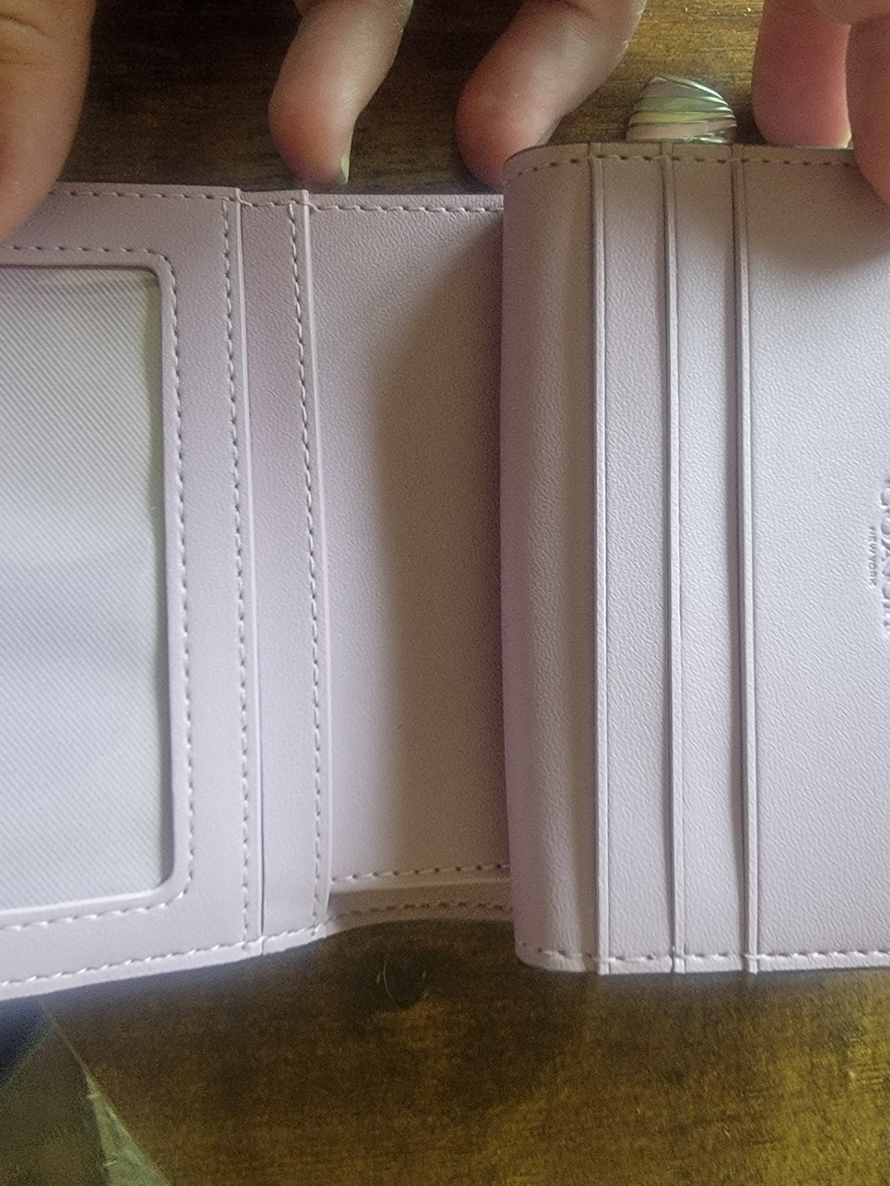 Coach Embossed Signature Patent Leather Bifold Wallet in Light Purple. - Picture 3 of 3
